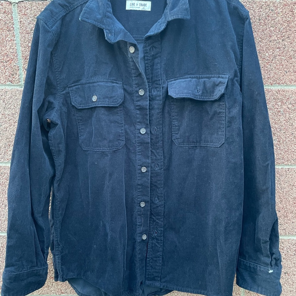 Line of Trade Mens Work shirt Casual Button Down Corduroy Double Elbow XL Navy - Picture 12 of 12